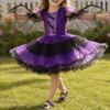 Purple Bat Design Demon Costume Wizard Hat Included Role Play Clothes Cosplay Dress  For Girls