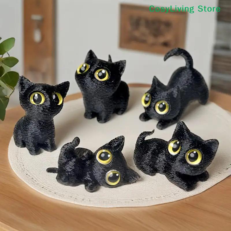 Ornamenti di Gatto Occhi Grandi Stampati 3D Mini Statue Gattino Carino in Miniatura Artigianato per Micro Paesaggi Piccoli Ornamenti Decorazione da Scrivania