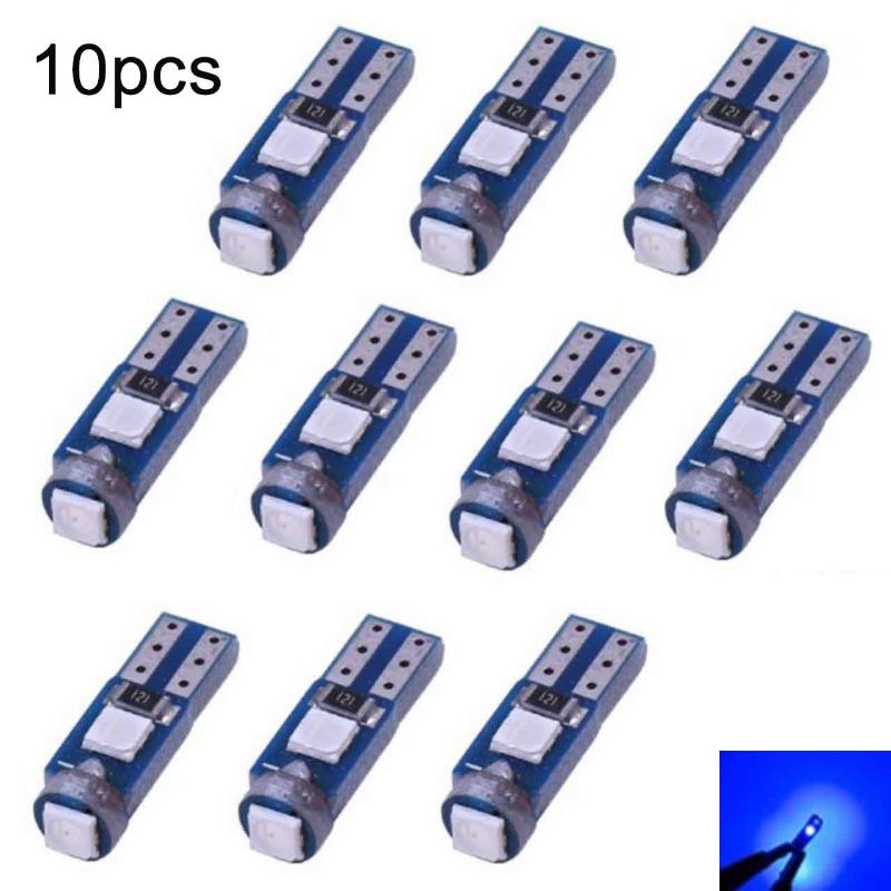 

10Pcs T5 3030 3Smd Led Bulb Car Interior Light High Bright Dashboard Warming Indicator Wedge Auto Instrument Lamps синий