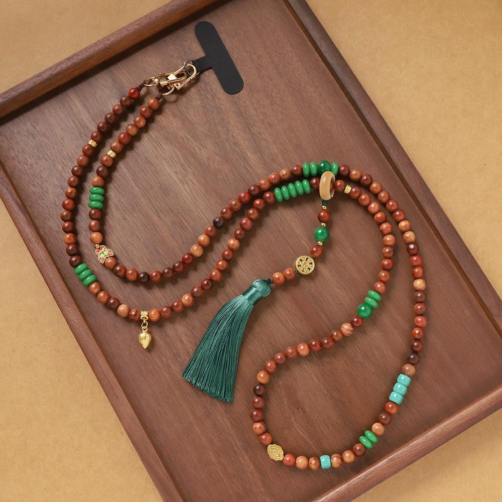 1Pcs Chinese Style Long-style Crossbody Phone Chain Anti-loss Pendant Bead Tassel Phone Chain