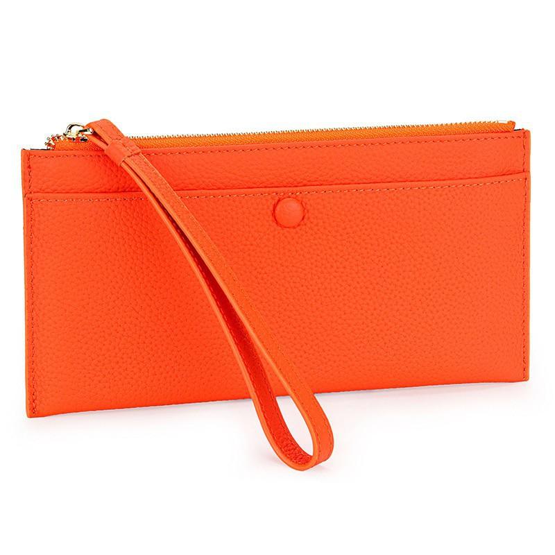 Long Women's Handheld Wallet With Cowhide Multi-function Zipper Large Capacity Wrist Mobile Phone Bag