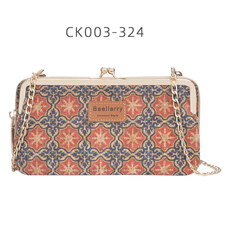 Baellerry Women's Long Purse Fashion Cell Phone Bag Printed Wallet with Metal Chain Multifunctional Crossbody Bag
