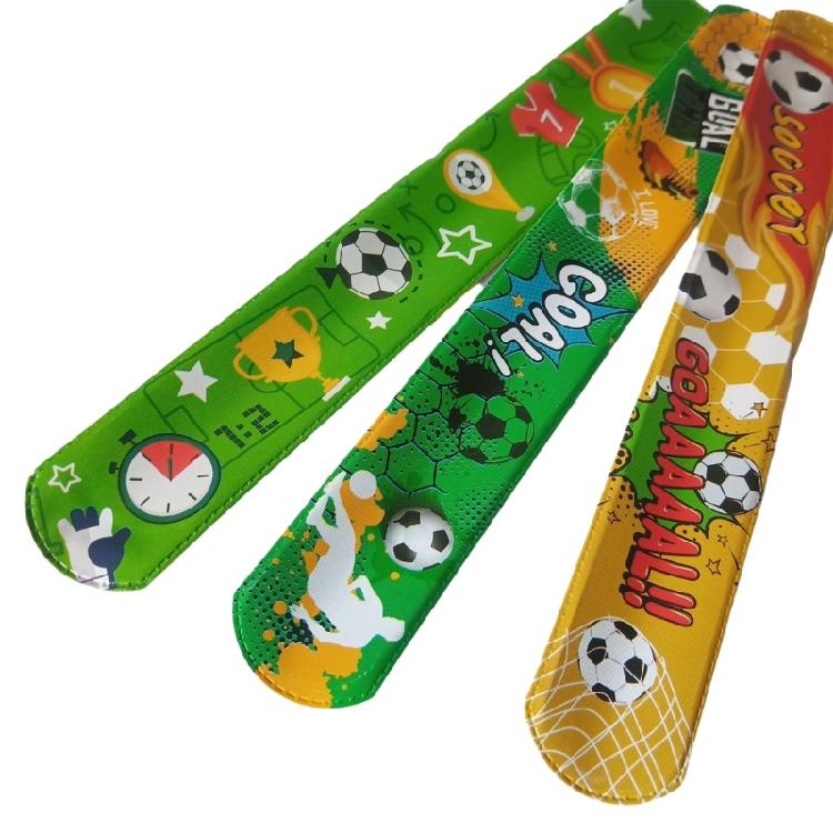 12Pcs Soccer Glove Pattern Slap Bracelets Kids Wristband Football Snap Bracelet