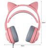 SY-G25 Wired Headphone RGB Lighting Omni-directional Mic Over-Ear Computer Headphone with Cute Cat Ear