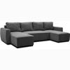 PHARELL 5/6 Seater Panoramic Convertible Sofa - Anthracite Corduroy Fabric - Storage Box - L297xP155xH85cm