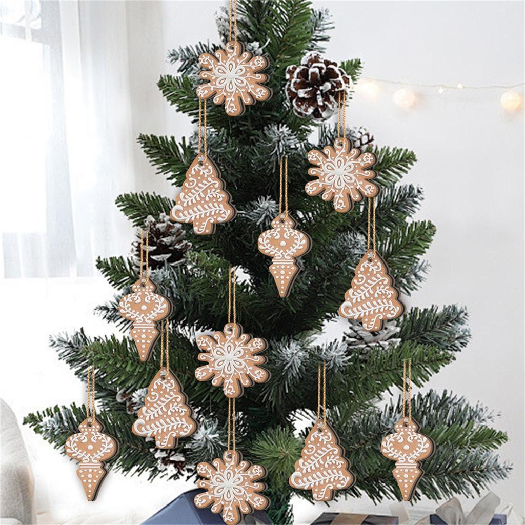 Christmas Decorations Wooden Snowflake Star Pendants Christmas Tree Wooden Pendants