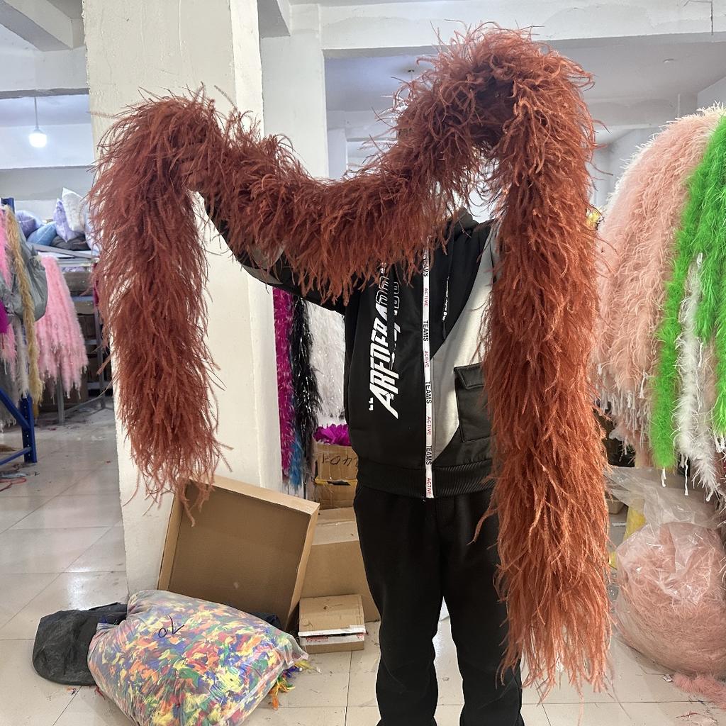 DIY Blau Natürliche Straußenfedern Boa Schal 1-20 Lagen Flauschige Federn Band Schal für Hochzeit Weihnachten Schal Röcke Nähzubehör