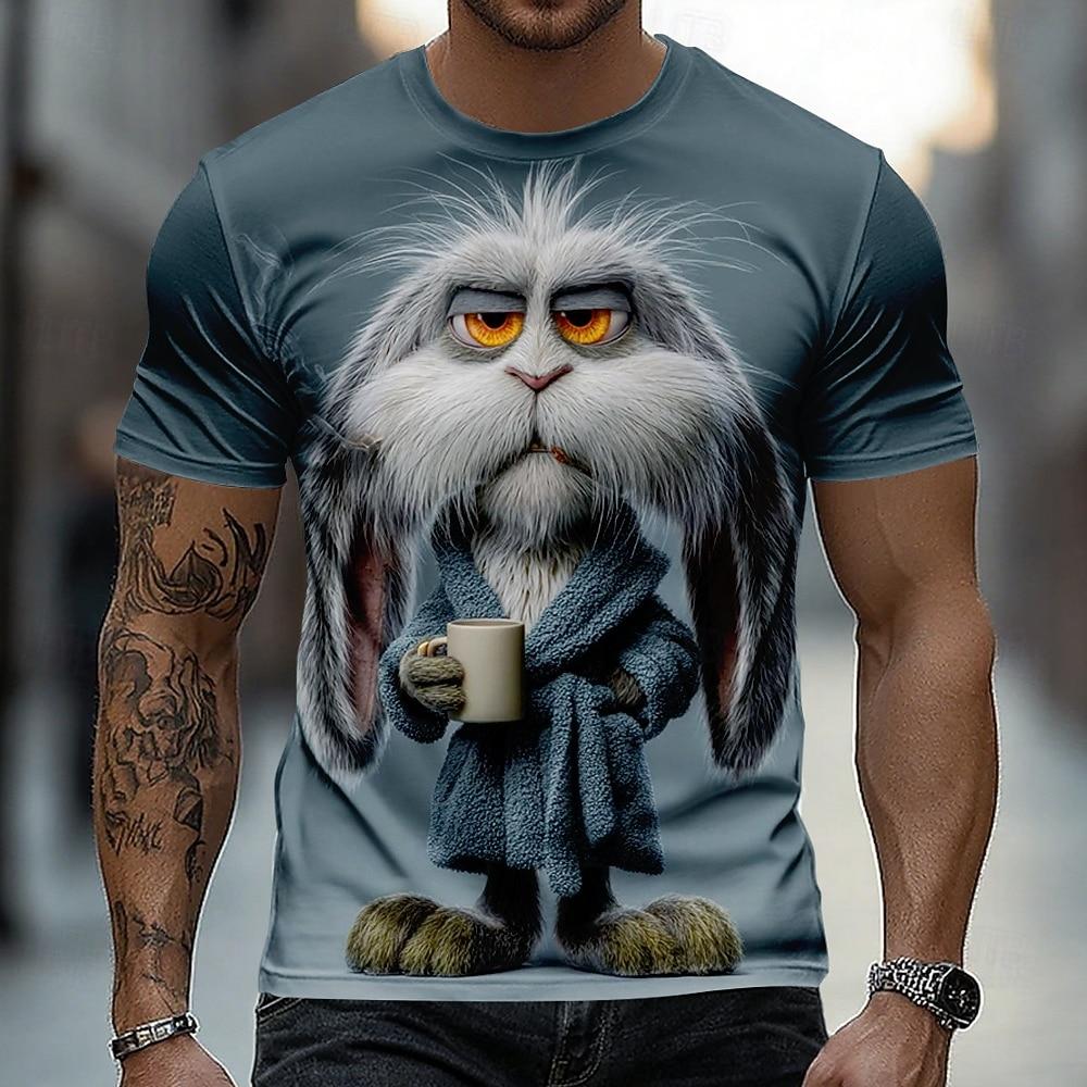 Men's Animal Horse T Shirt Short Sleeve T shirt 3D Print Crew Neck Shirt Funny Casual Daily Street Blue White Khaki Summer Spring Clothing