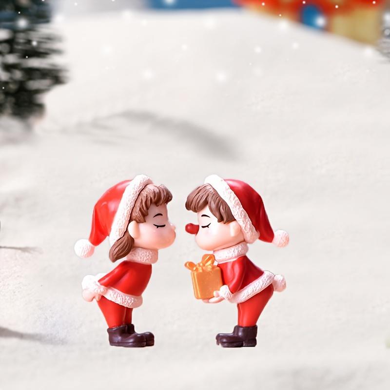 1Set Mini Christmas Couple Figurine Doll Garden Decor Ornament Toy Miniature Landscape Ornaments People Statue Resin Crafts