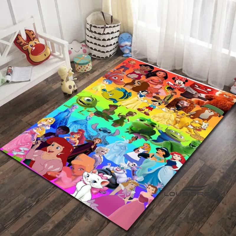 Tappeto con Disegno di Principessa Cartone Animato - Decorazione per Stanza, con disegni di Ariel e La Sirenetta, lavabile in lavatrice e morbido, perfetto per