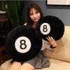 Black Large Sports Pillow Simulation Billiards 8 Balls Plush Stuffed Sports Balls Toy Soft Throw Pillows Cushion Decorative Cushionfor Home Bed Sofa