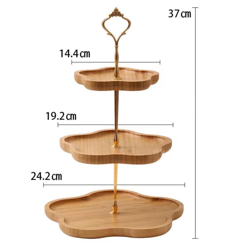 Tiered Wooden Snack and Fruit Tray Three Layers
