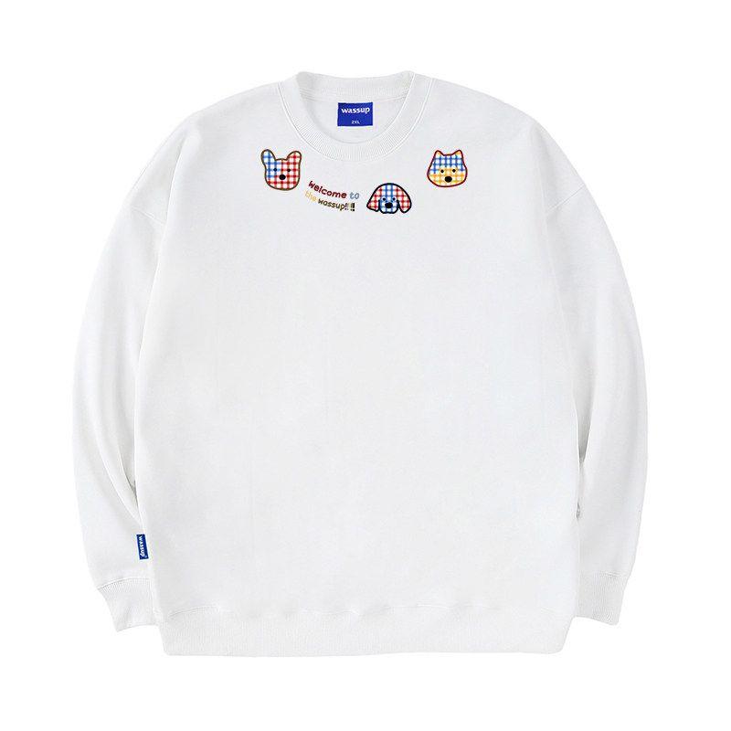 Wassup Trendy American-Style Simple Heavyweight Sweatshirt for Men, Autumn and Winter Fleece-Lined, Loose Casual Versatile Couple's Crew Neck Top