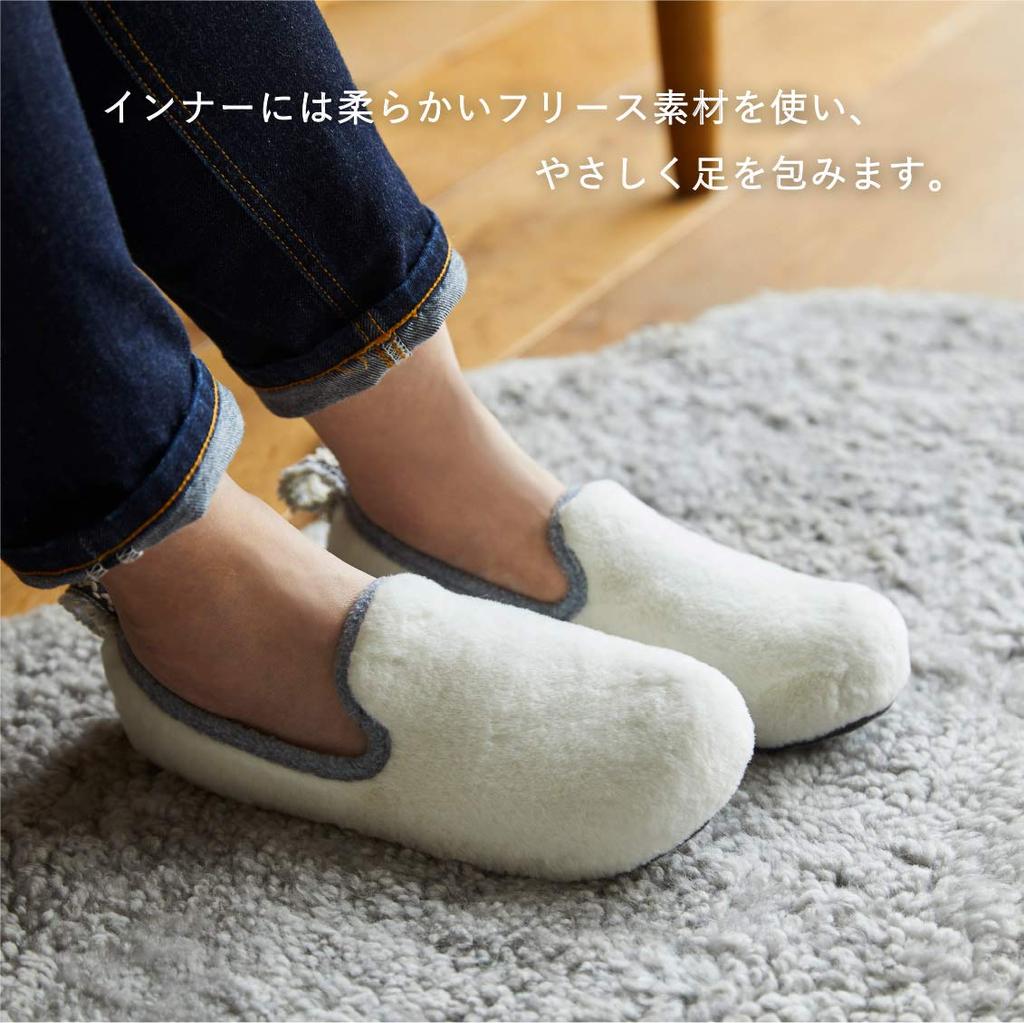 Frontier Fluffy Fur Room Dark Size Slip-On Shoes, Moffy, Gray, M, 23-23.5cm
