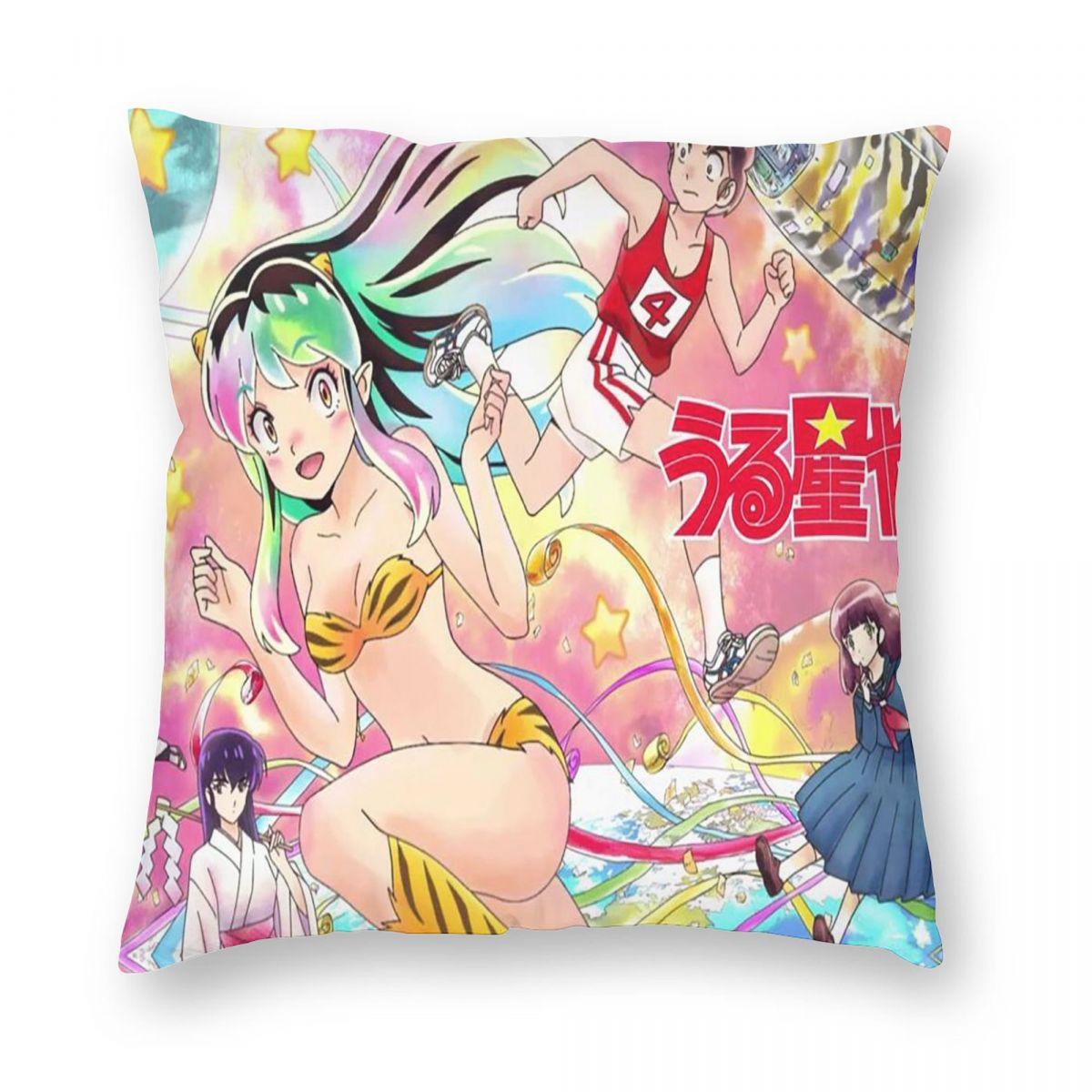 

Anime Urusei Yatsura Square Pillowcase Pillow Cover Cushion Decor Comfort Throw Pillow for Home Living Room 12x12Inch