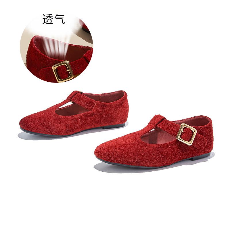 First layer sheepskin insole Mary Jane shoes 2025 new retro buckle fashion single shoes casual versatile leather women's shoes