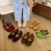 2025 Herbst neue Retro Ein-Wort mit runder Spitze Mary Jane Schuhe Damen vielseitige weiche Sohle flacher Ausschnitt einzelne Schuhe Damen