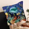 Ocean World Shark Area Pillow Covers Cartoon Sofa Decorative Home Double-Sided Printing Short Plush Cute Cushion Cover