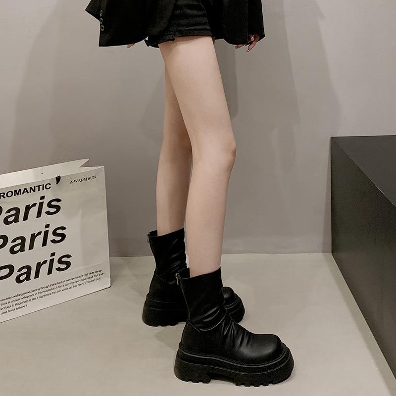 Женские сапоги на танкетке в британском стиле в стиле ретро — фото 7