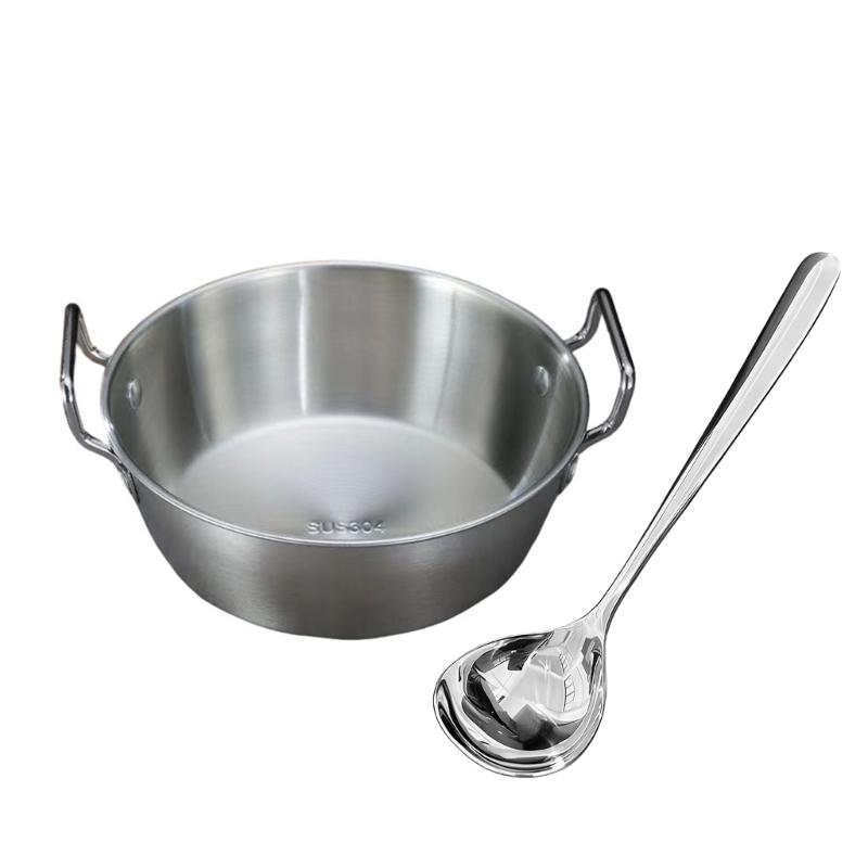 

Korean Rice Wine Serving Bowl With Ergonomic Handles And Matching Spoon 304 Stainless Steel Tableware 1