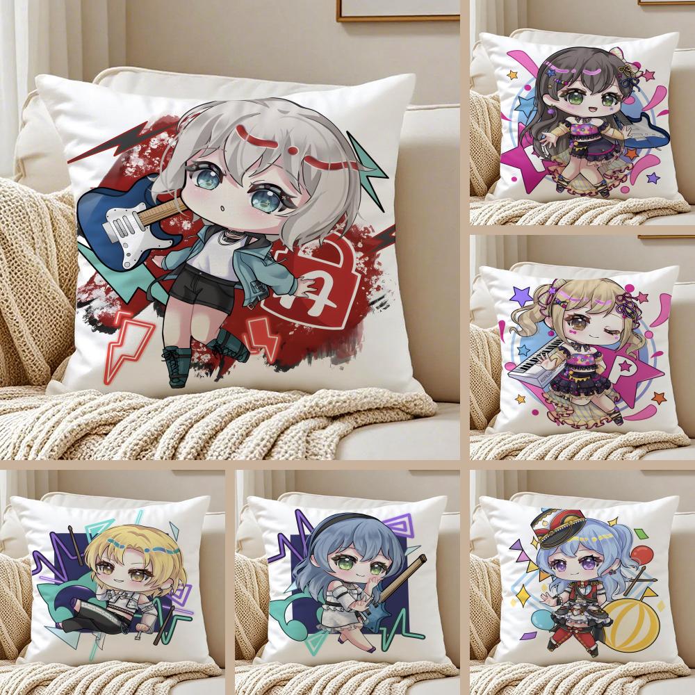 Lovely Anime BBanG Dream Its MyGO Cushion Cover Pillowcase Antidustmite Invisible Zipper Short Plush Sofa Cushion