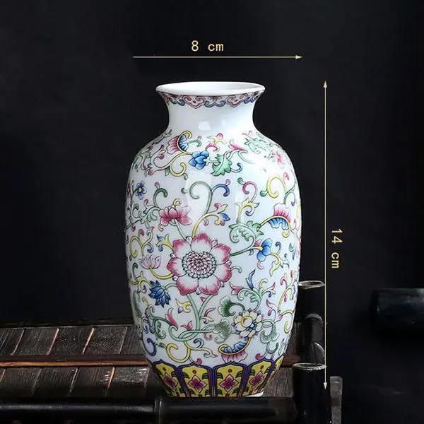 Enamel Flower Vase Decoration New Chinese Retro TV Cabinet Decoration Ceramic Minimalist Chinese Flower Arrangement Vase ZF517