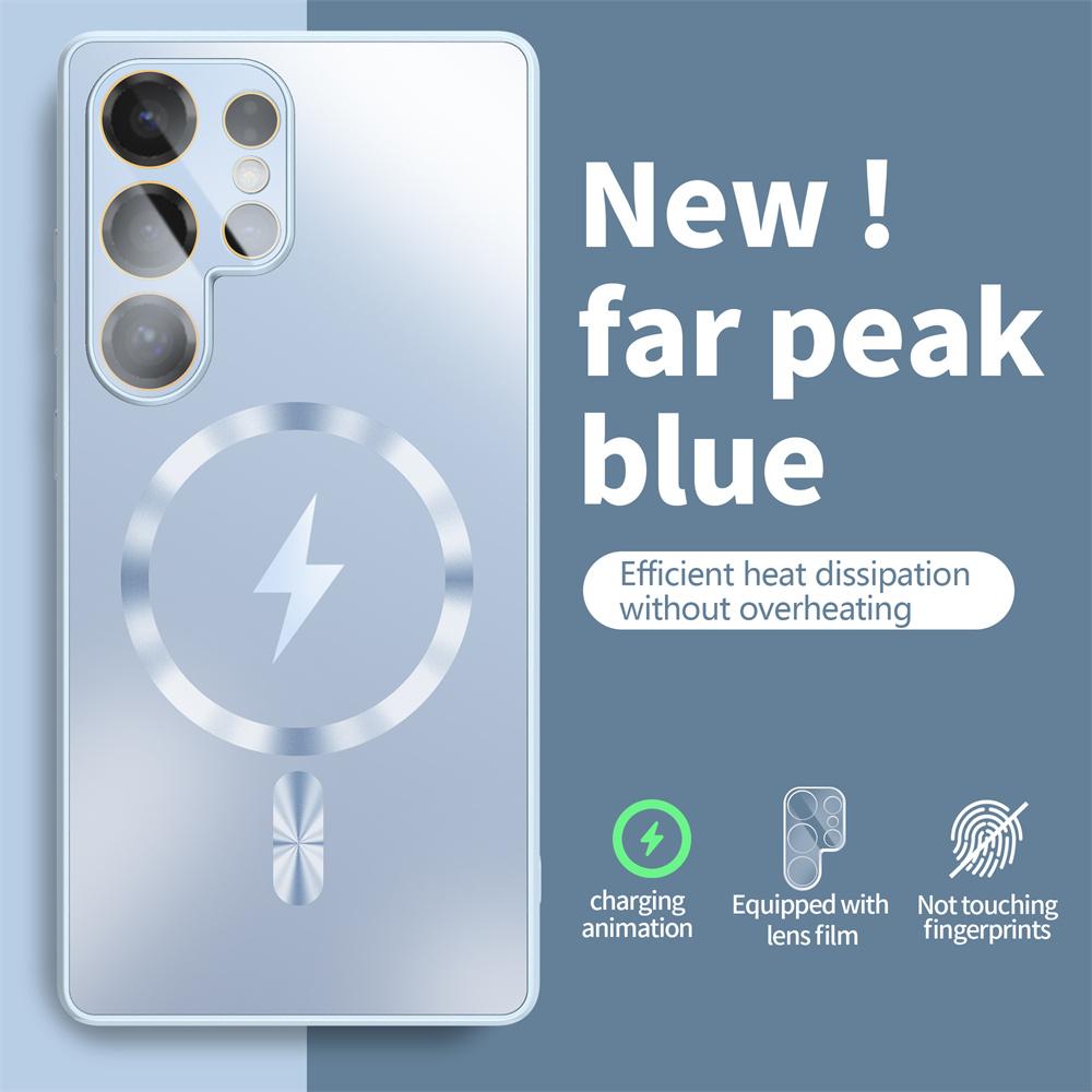 For Magsafe Glass Lens Frosted Magnetic Phone Case For Samsung Galaxy S24 S25 Ultra S23 Plus Wireless Charging Protective Cover