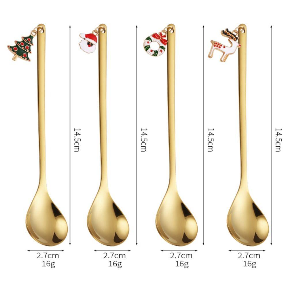 Christmas Tree Decoration Christmas Dessert Spoon 410 Stainless Steel Coffee Spoon