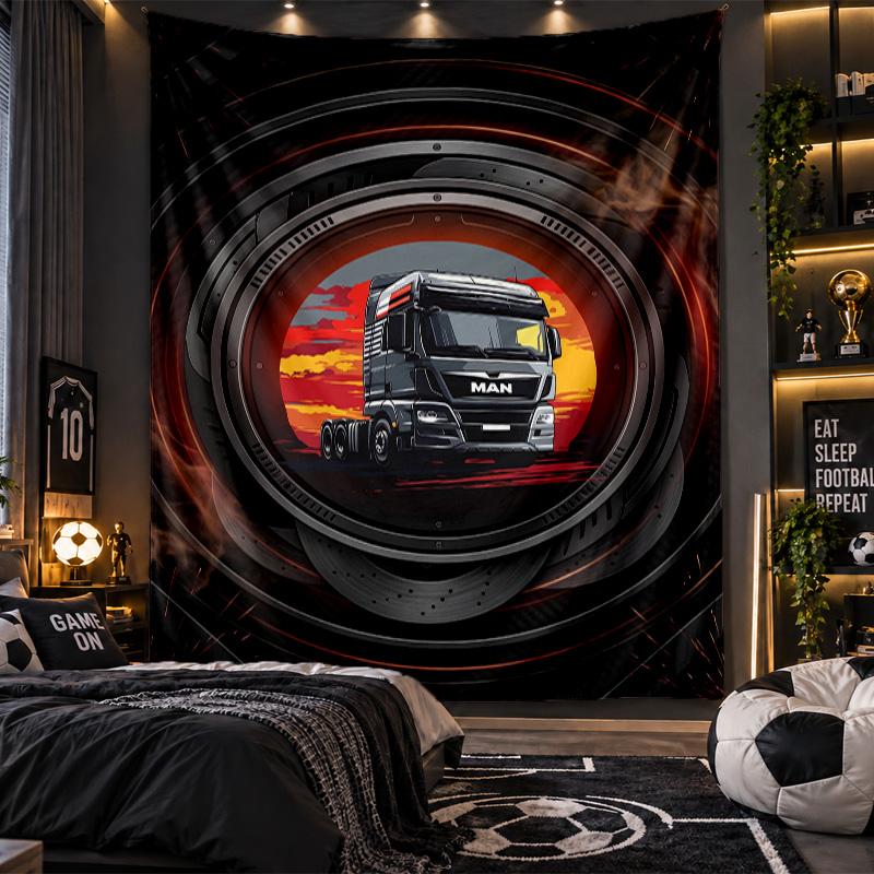 Wandbehang Wandteppich Mann LKW Druck Stoff für Wohnzimmer Schlafzimmer Heimdekoration