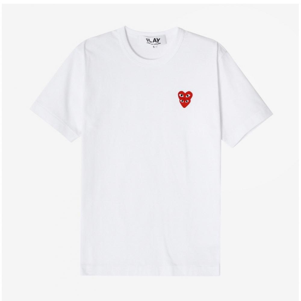 Comme Des Gar Ons Play Red Double HearT T shirT Ax T288 051