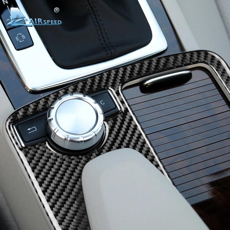 Airspeed Real Carbon Fiber Trim Stickers for Mercedes Benz C Class W204 E Class W212 Car Armrest Panel Cover Styling