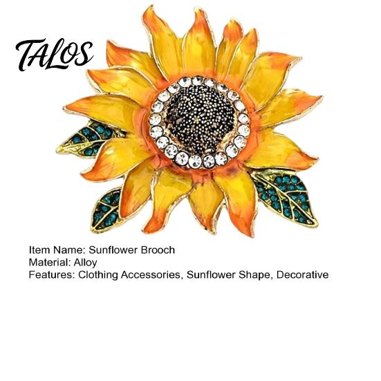Alloy Floral Brooch Rhinestone Sunflower Brooch, Decorative Lapel Pin for Men Daily Wear Women, Jewelry Accessory Coats Dresses Scarves