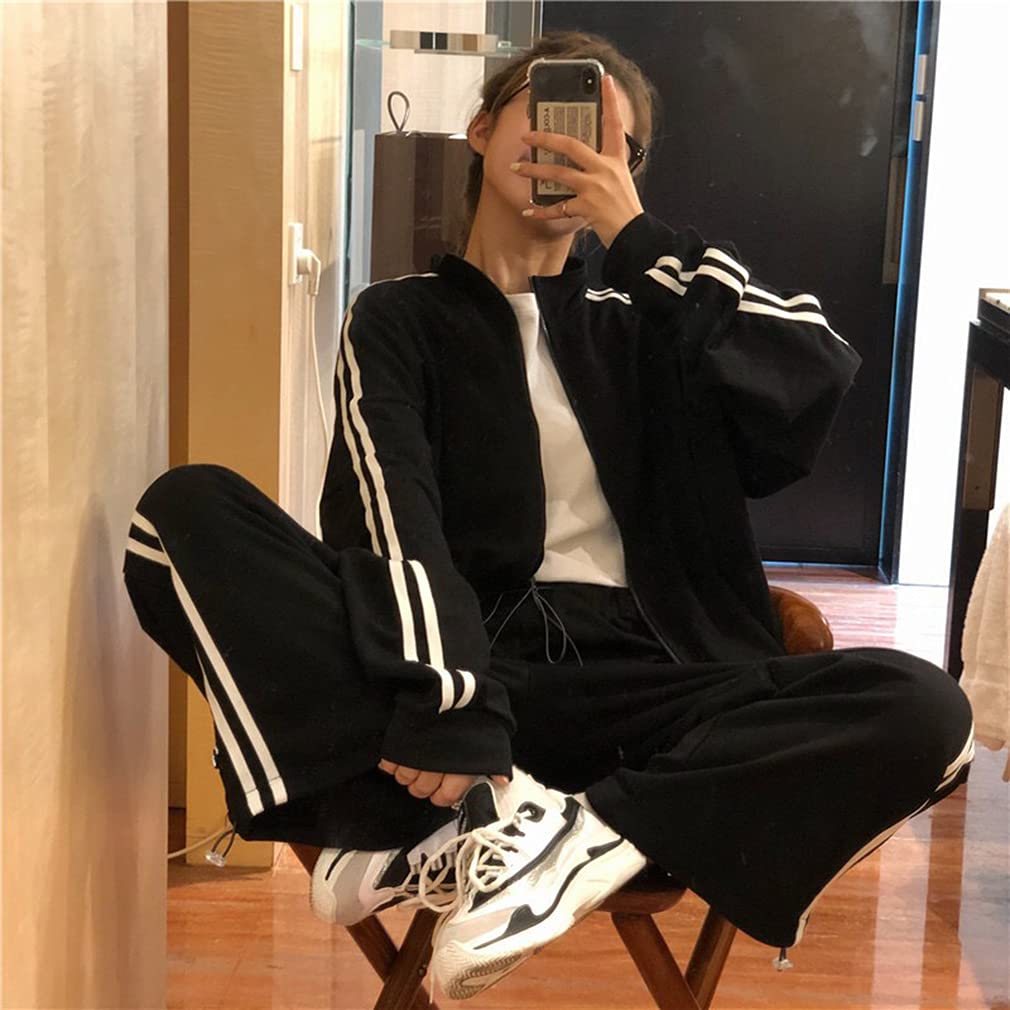 Tracksuit Korean Top and Bottom Loose Plus NTZ011 D.IIZOO Women's Spring/Autumn 2-Piece Set, Style, Set, Sweatshirt, Hoodie, Activewear, Casual,
