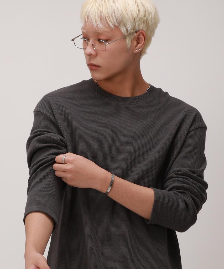 Dibellobeu Basic Waffle Long Sleeve_Charcoal