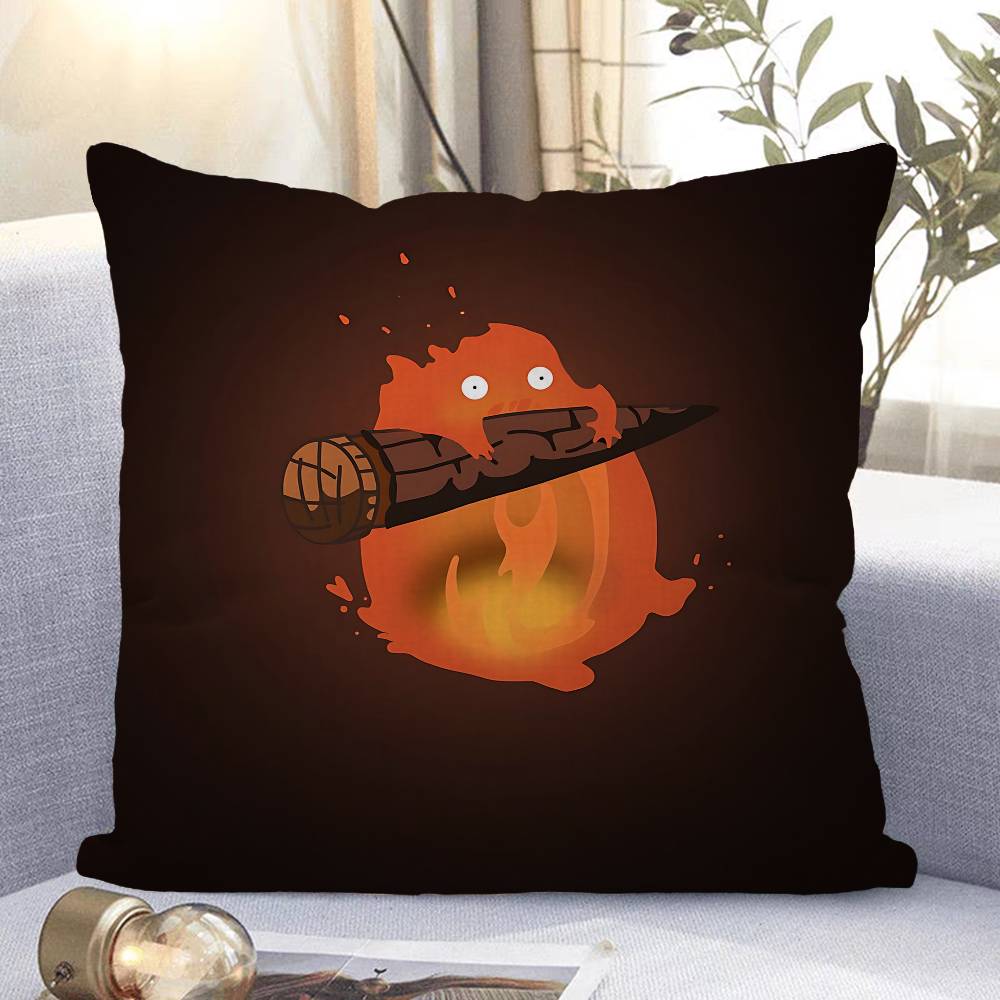 

Fire Demon C-Calcifer Pillow Case Removable Washable Cushion Cover – All-Season Soft Linen 12x12Inch