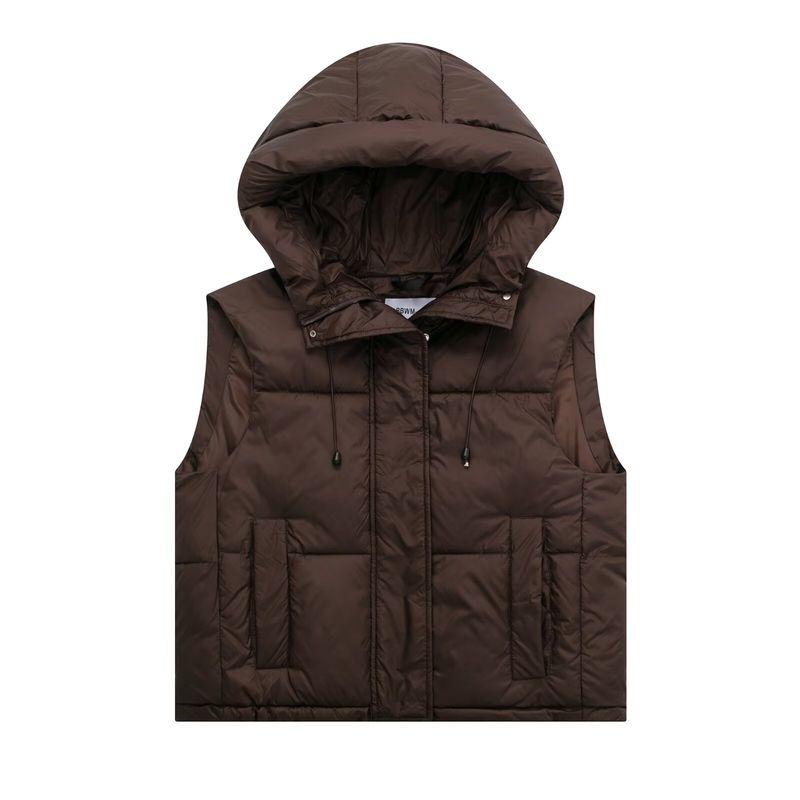 Kaslead New Women clothes Western Style Fashion Simple and Versatile Hood Vest Vest Outerwear
