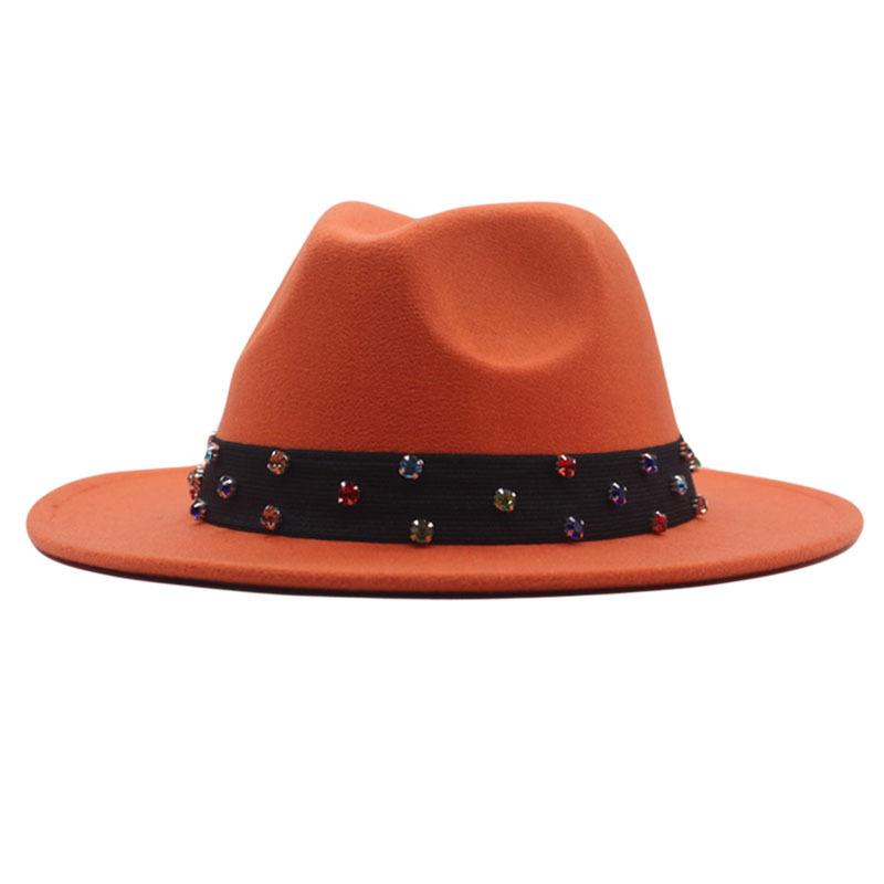 New Fashionable and Elegant Jazz Hat, Spring, Autumn and Winter Belt Woolen Casual Fashion Big-brimmed Lady Jazz Hat