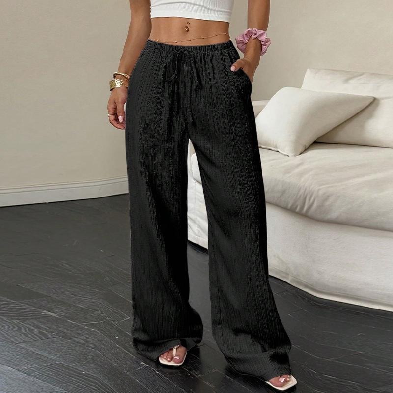 European Style Elegant Casual Pants Fall Solid Color Women Clothing M