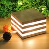 Cube Lamp Wooden LED Night Light Handmade Cordless USB Powered Desk Lamp for Bedroom Nightstand Home Office