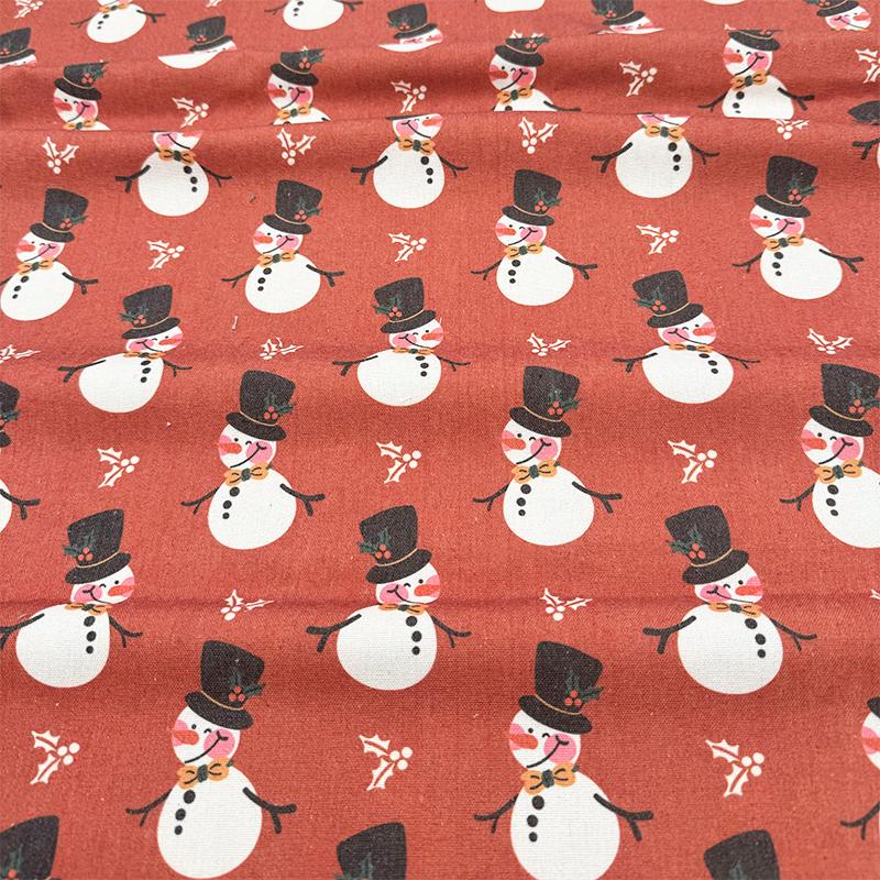 0.5m/1m/2m Cotton Linen Christmas Print Fabric For Tablecloths, Curtains, Christmas Decoration, Sofa Pillows Handmade DIY Fabric