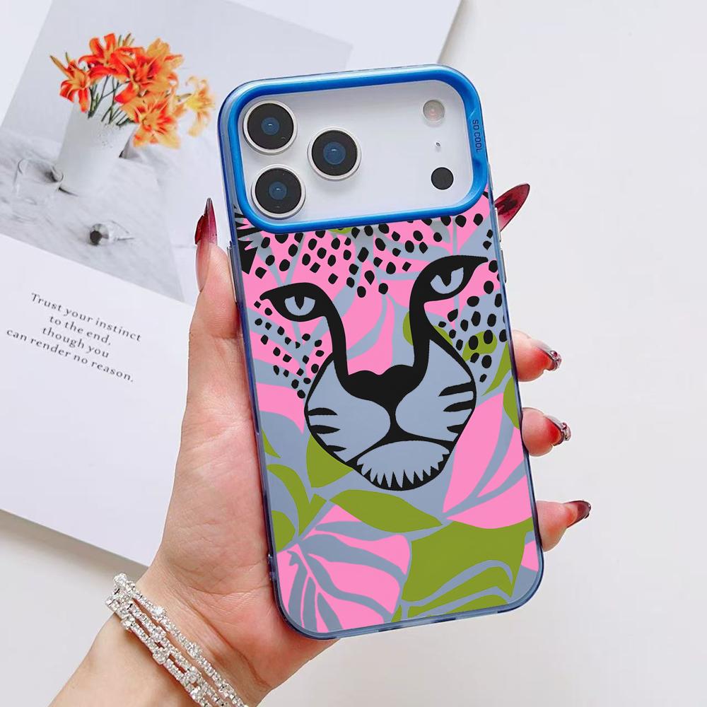 Abstract Leopard Phone Case For iPhone 17 16 15 14 13 12 11 Pro Max Air Matte Laser Aurora Shockproof Funda