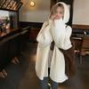 Fashion Loose Cardigan Knitted Hooded Women Sweater Solid Color Casual Coats Lantern Long Sleeves Office Large Knit Jacket Top Clothing