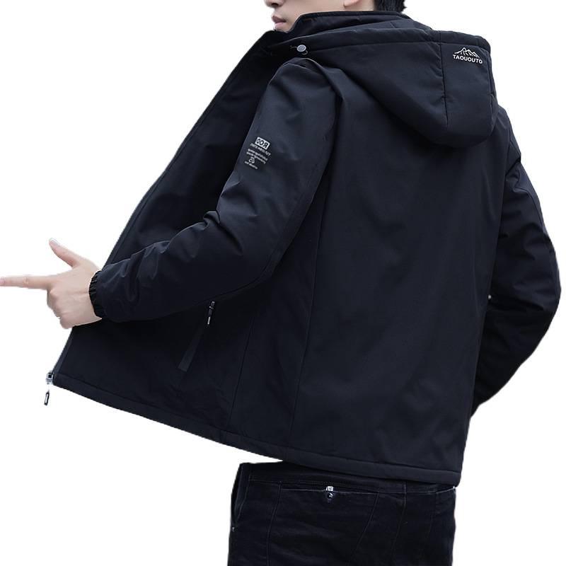 Woodpecker Men's Fleece-lined Hooded Jacket - Detachable Hood, Casual Spring/Autumn/Winter Coat