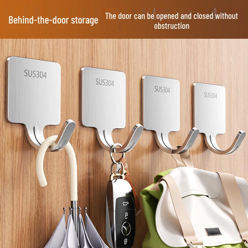 304 Stainless Steel Self-Adhesive Hooks (5-Pack)