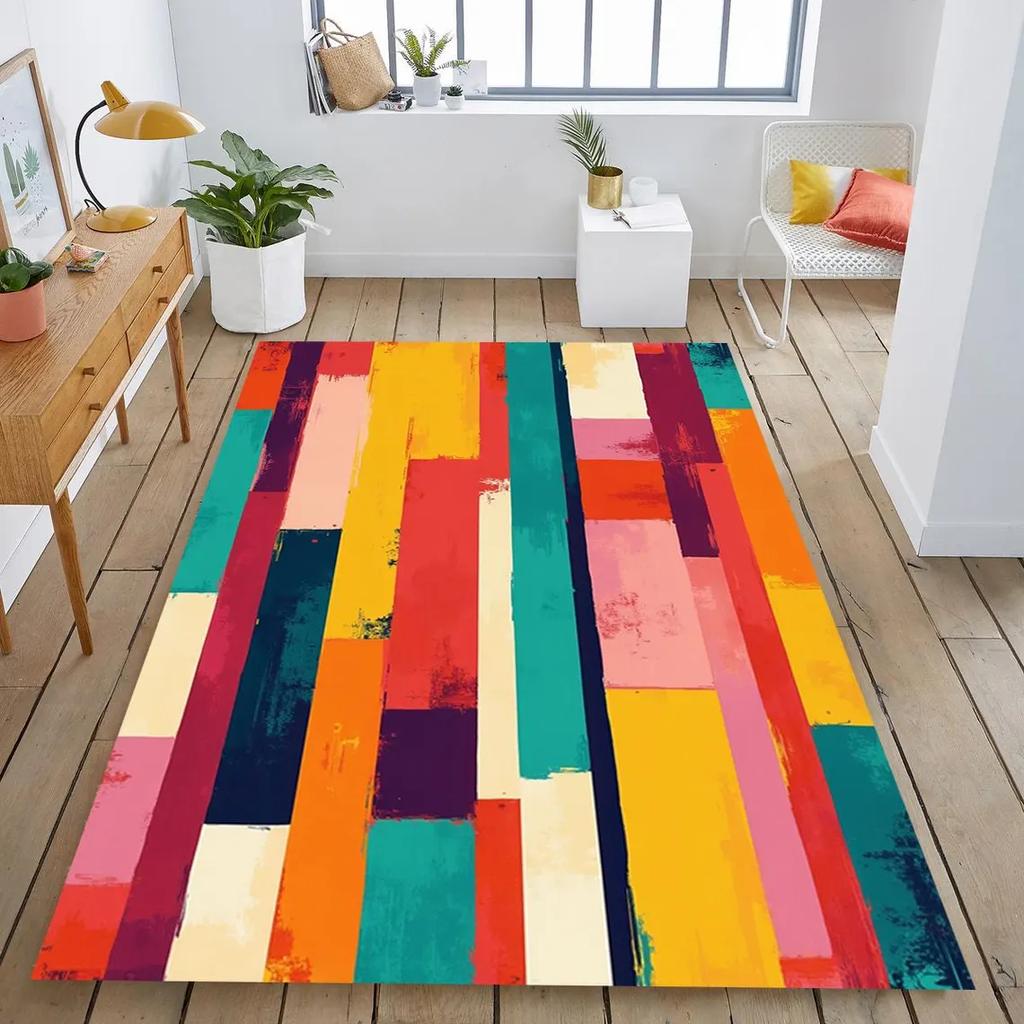 Multicolor Abstract Rug Modern Washable Polyester Floor Mat Home Bedroom Decorative Rug Floor Entrance Mat