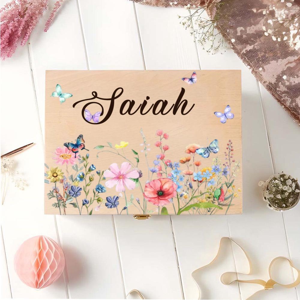 Personalized Baby Memory Box ,Custom Wooden Keepsake Box, Baby Gift for Newborn, Baptism, or Birth, Storage for Baby Memories