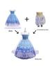 Girls' Frozen Elsa Princess Light-Up Dress with Puff Sleeves and Detachable Floor-Length Veil