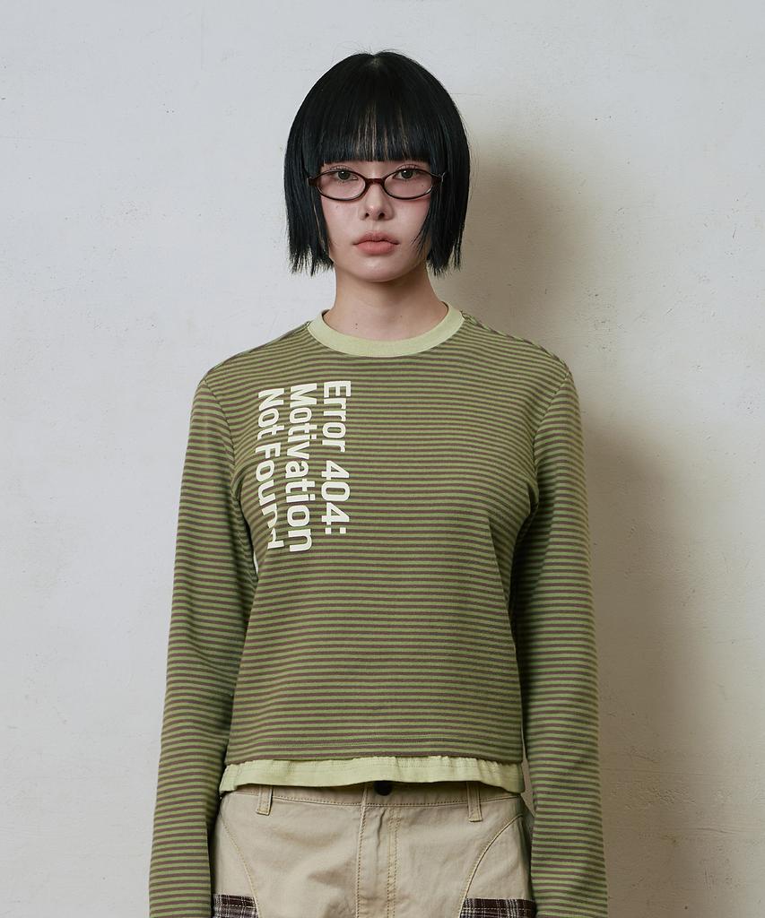 Lujeoseukeulleob Striped Layered Long Sleeve T-Shirt Olive