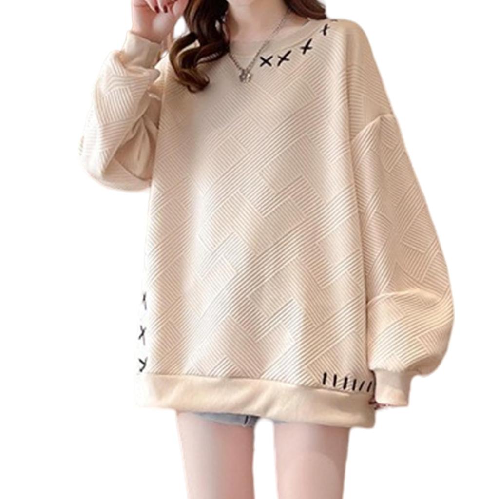 Pullover Long Sleeve with Round Drop Solid Plus Sizes Loose Perfect for Everyday and Winter [Leadamon-oee] Women's Hoodie, Lightweight, T-Shirt Neck,