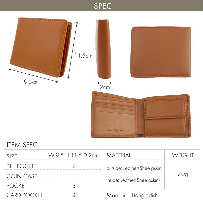 Arnold Palmer Bifold Wallet with Bill Sheepskin Men's Compartment, Leather, APS-3205 (Black)